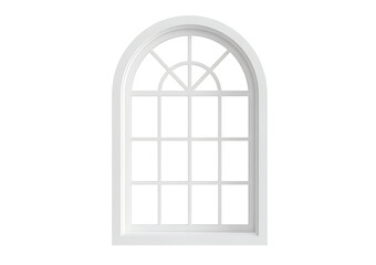 Fototapeta premium White arched window frame panes isolated on a transparent background