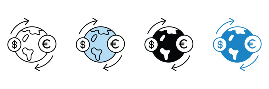 Foreign investment icon set multiple style collection featuring versatile vector icons for cross-border investments