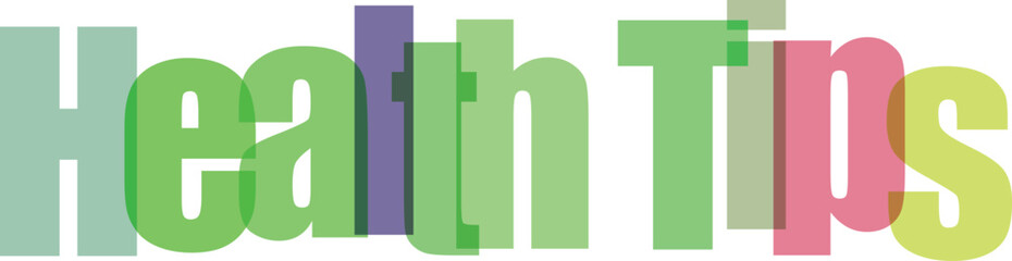 Health Tips Green and Purple Overlapping Text Vector Illustration © MdKarvin