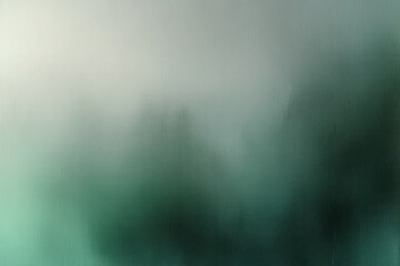 misty green window with blurred tree silhouettes and vertical condensation, calm and mysterious mood