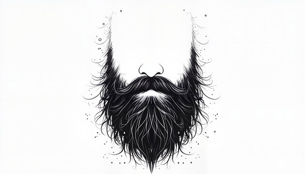 Black ink beard illustration on white background
