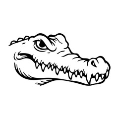 Dibujo sencillo con líneas de la cabeza de un cocodrilo enojado © teracreonte