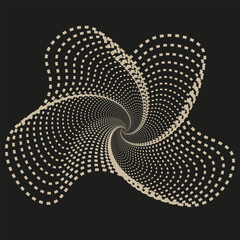 Abstract geometric radial pattern. Linear optical illusion vortex. Black and white spiral distorted shape. Modern graphic decorative element.