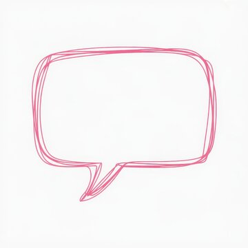 Pink scribble speech bubble isolated on white background