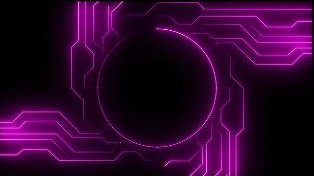 Circuit board technology, neon light conduct the electricity power .internet and networking concept. Bright neon circuit board technology with background . 