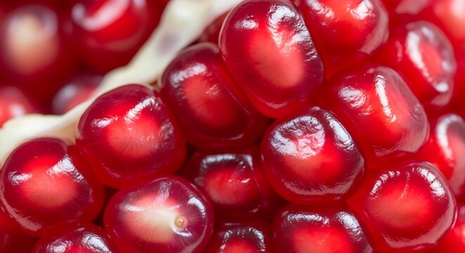 Juicy pomegranate seeds close up ripe red arils texture