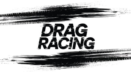Black drag racing text with brush stroke effect on white background © S.Siam