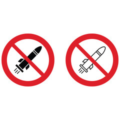 no rocket prohibition sign vector icon