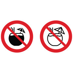 no coconut cocktail prohibition sign vector icon
