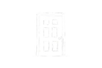 Hand-drawn door illustration presenting concepts of entry, exit, opportunity, and new beginnings on transparent background