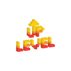 pixel art isometric up arrow level 8 bit vector icon for computer game, logo