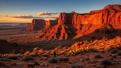 Majestic Monument Valley Sunset Illuminates Iconic Buttes and Desert Landscape.