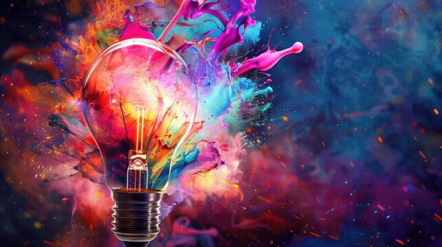 "Innovative Lightbulb: Exploding Creativity"