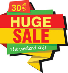 A colorful sale sign with a huge discount offer