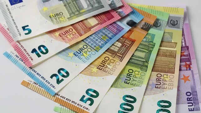 Top down perspective euro and dollar banknotes background. Cash money financial economy business concept view. International currency wealth investment banking symbol.