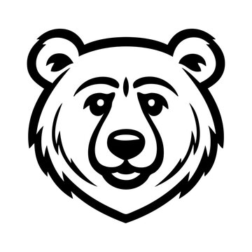 Dibujo sencillo con l&iacute;neas de la cabeza de un oso pardo simp&aacute;tico 