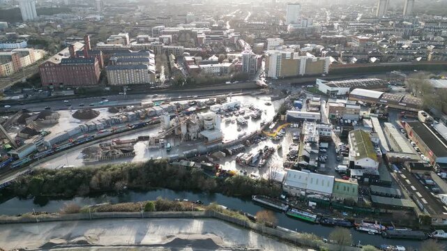 Bow, A12 Blackwall Tunnel Northern Approach, Railway Lines, and River Lea, London