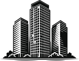 Fototapeta premium Vector art of hign tech architect building isolated on white background Art & Illustration