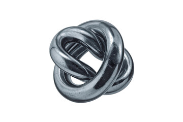 Naklejka premium Abstract metallic knot representing connection, complexity, and infinity with a grunge texture