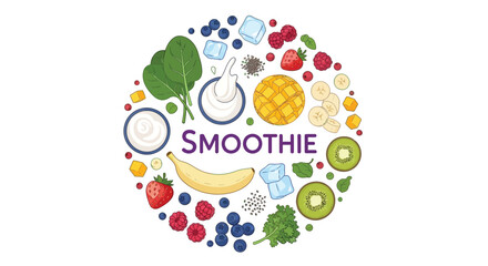 Fototapeta premium Healthy Smoothie Bowl Illustration