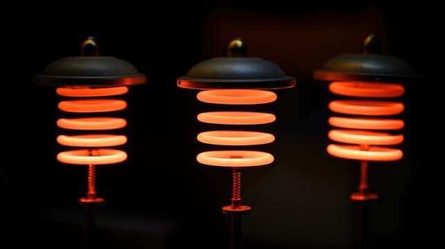 Intensely glowing orange heating coils for electron cyclotron resonance heating in a fusion reactor experiment