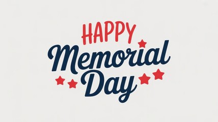Fototapeta premium Happy Memorial Day greeting with red stars on off-white background