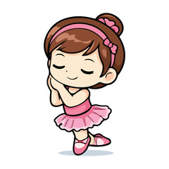 Cute Chibi Ballerina Graceful Standing Pose Flat Illustration © Aril Harlih