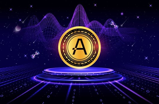 aleo virtual currency images on digital background. 3d illustration