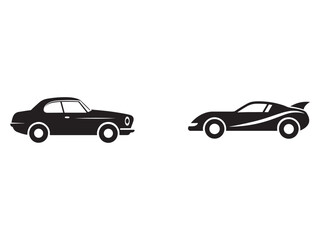 Fototapeta premium Silhouette of two cars side view classic and sports car vector illustration