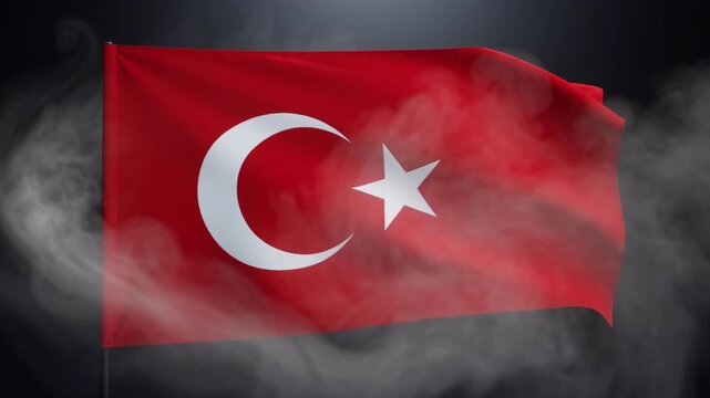 Turkey Waving with Dramatic Smoke &ndash; Patriotic Background