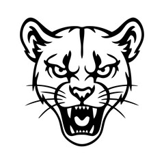 Dibujo sencillo con líneas de la cabeza de un puma enojado © teracreonte