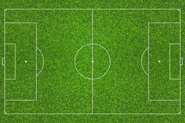 Fototapeta premium Football field. Grass top view bg. Green golf field pattern. Soccer lawn. Sport stadium. Garden texture. Spring carpet. Football championship. Spring summer eco banner. Vector illustration