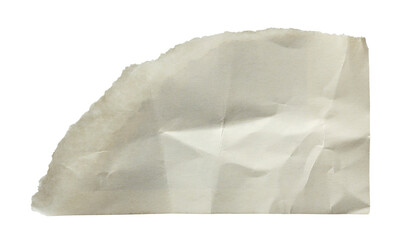 Obraz premium Torn crumpled aged paper scrap on white background for background, collage or mockup
