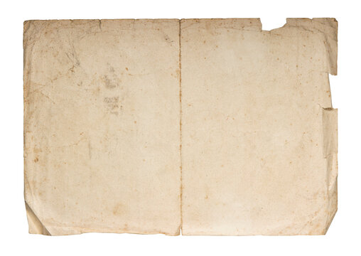 Vintage aged paper document cover with textured cloth surface isolated