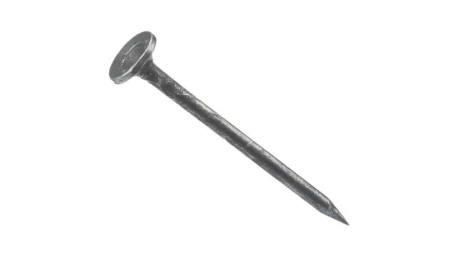 Large metal nail on white background large nail steel nail isolated on a transparent background