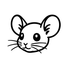 Dibujo sencillo con líneas de la cabeza de un ratón simpático © teracreonte