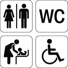 Symbols for restroom and accessibility facilities in public spaces