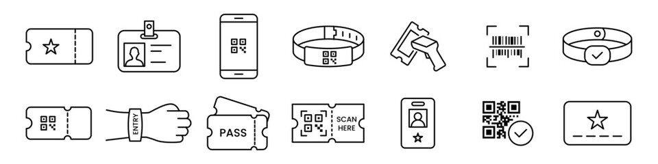Fototapeta premium event pass, ticket icons. Event, sports or cinema, concert entry pass design. vector