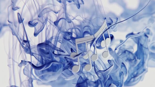 Abstract kinetic line art inspired by melody creates dynamic musical notes