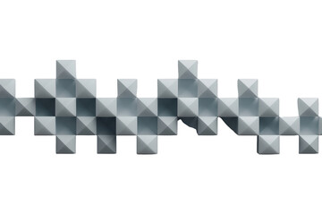 Fototapeta premium Abstract 3d geometric pattern with white and gray pyramidal blocks forming a modern, minimalist design on a transparent background