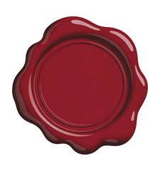 Classic red wax seal sticker with intricate border design on a white background
