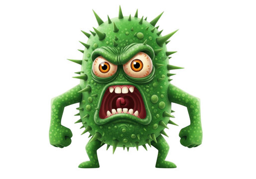 A green monster with spikes and an open mouth isolated on transparent background