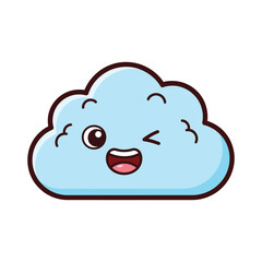 Cute Winking Cloud Character Cartoon Illustration