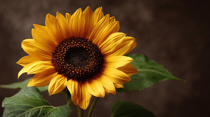 ripe sunflower closeup with seeds on black background autumn harvest agricultural crops bright yellow petals green leaves organic plant for sunflower oil