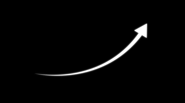 Rising white color arrow transparent channel. business growth arrow and graph chart, Scroll arrows up drag button up. 4k video on black background.