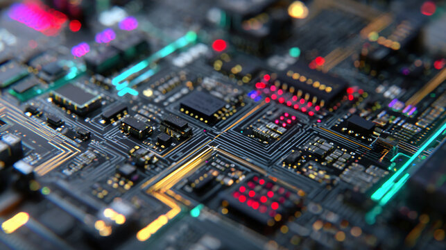 silicon wafer close up under microscope showing microchip circuits advanced semiconductor fabrication process photolithography etching high tech microelectronics futuristic
