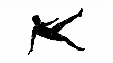 Isolated Soccer Player Bicycle Kick Silhouette