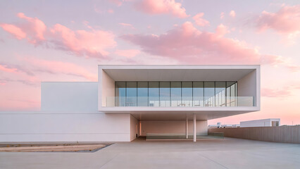 House modern minimalist with glass facade and white exterior featuring architecture, building, design with contemporary and luxury elements for