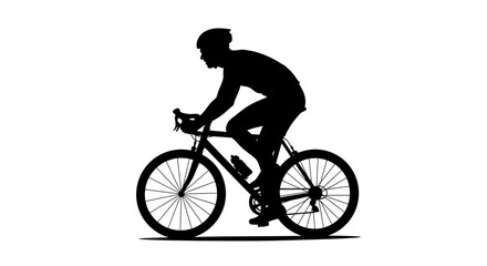 Fototapeta premium Man Riding a Bicycle Silhouette Profile.