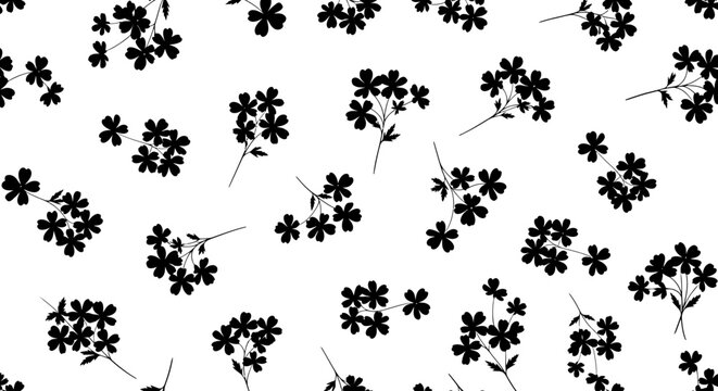 Black Four Leaf Clover Pattern Design.